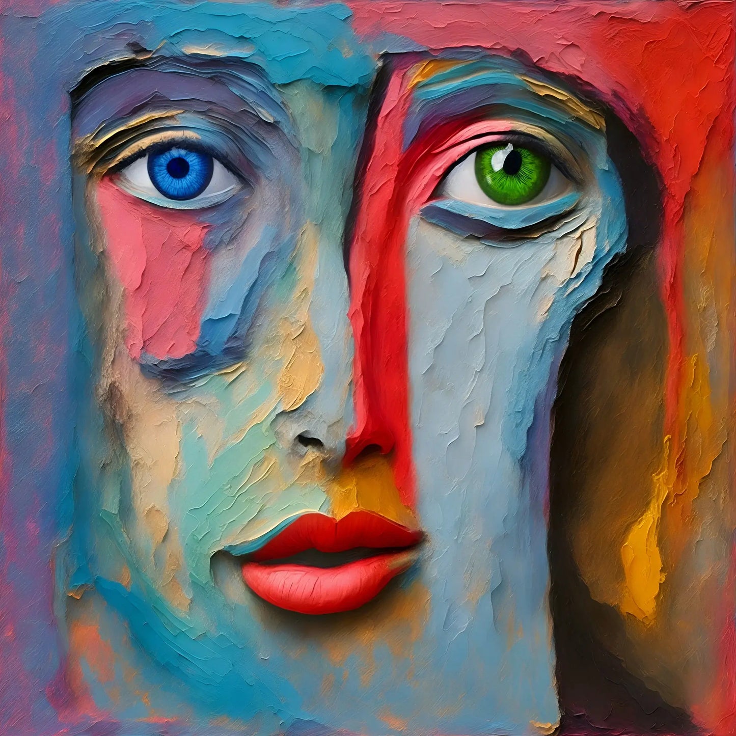 Original Tesolee Art On Chromaluxe Aluminium Heterochromia 24" x 24" -- 60 x 60cm