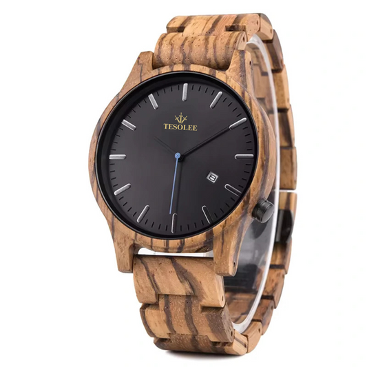 Zebra wood/ Walnut Wood Watch For Men. Zebra