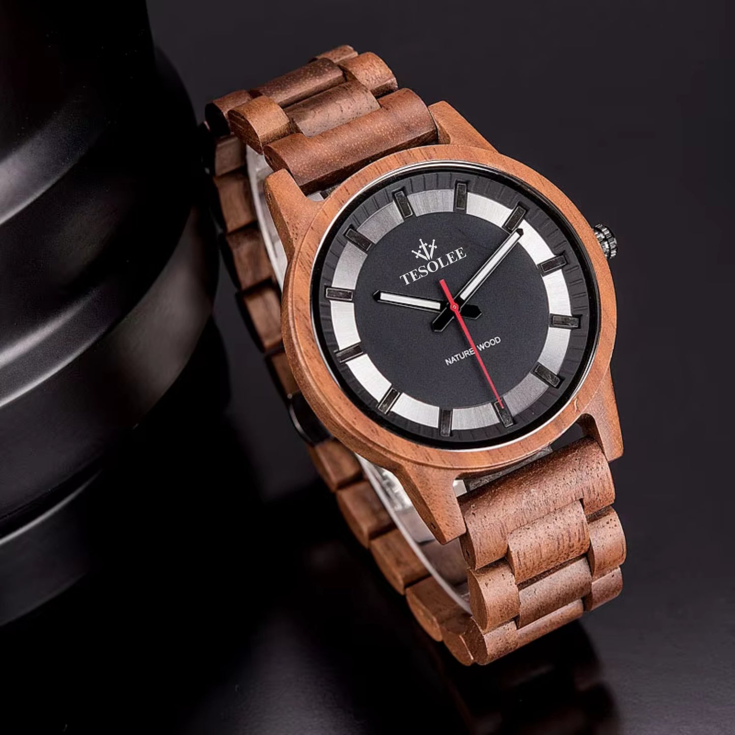 Hand Crafted Luxury Maple Wood Watch For Men. Silver